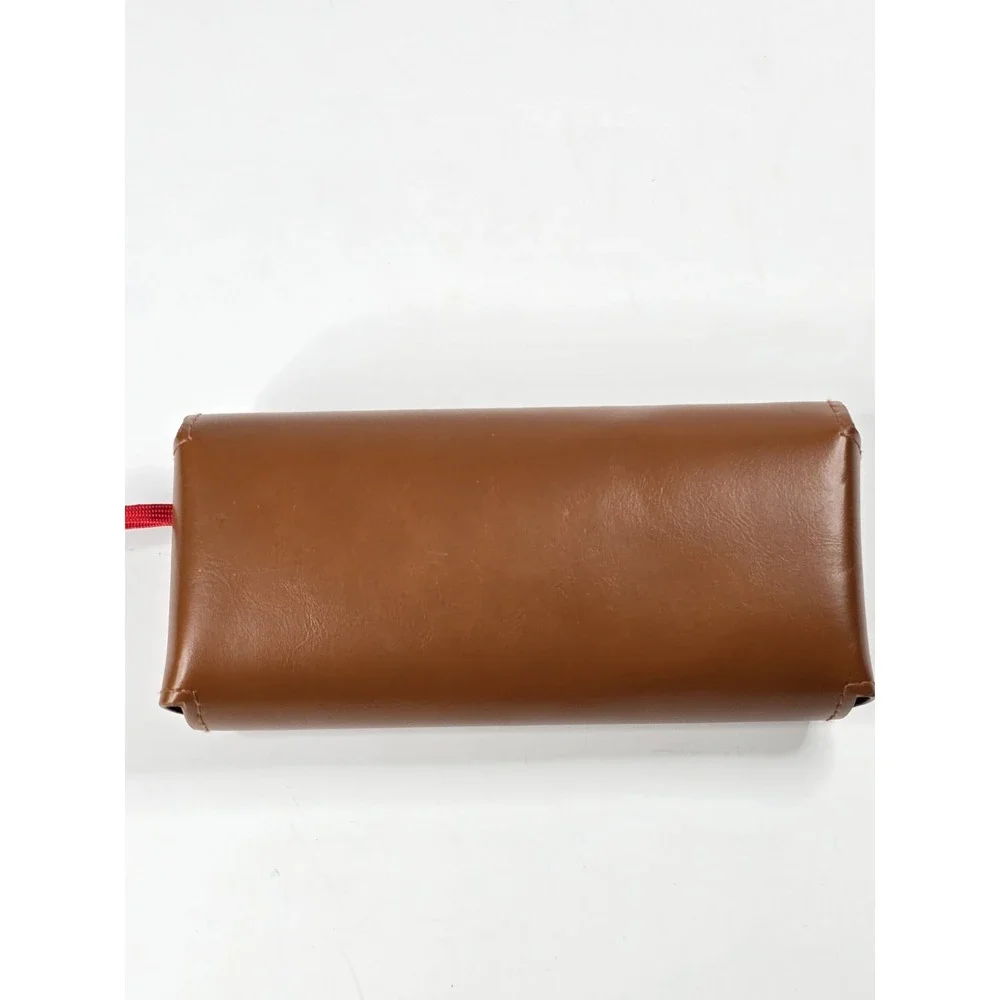 Fossil Leather Eyeglass Sunglass Case Magnetic Closure Brown Womens Travel Pouch
